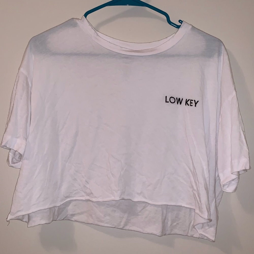 Aerie Real Soft Low Key cropped embroidered tee